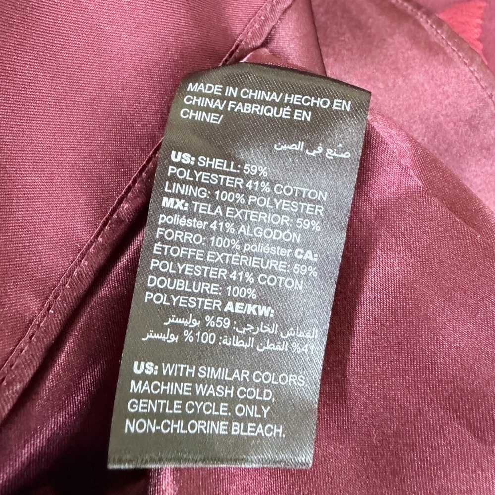 WHBM Burgundy Brocade Floral Fit & Flare Cocktail Dress w Pockets - Picture 11 of 11